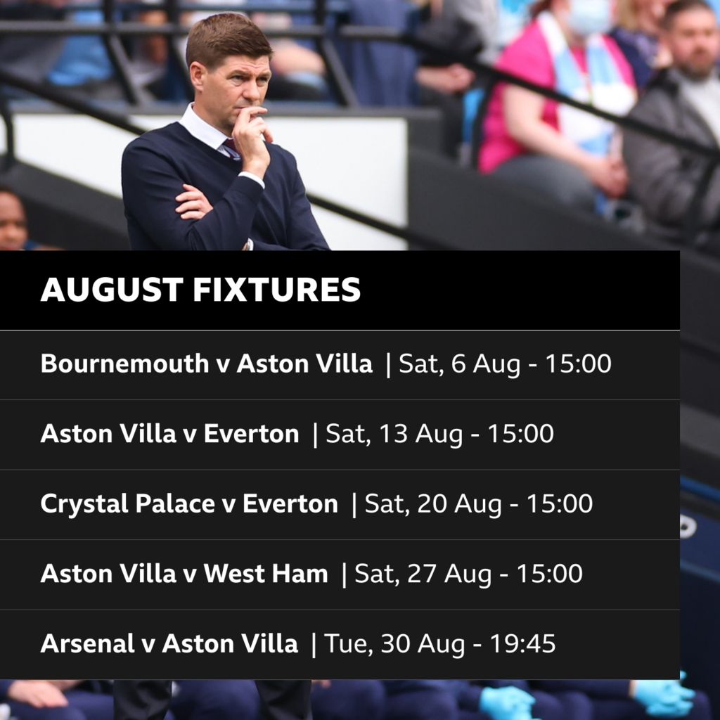 Aston Villa's fixtures for August - BBC Sport