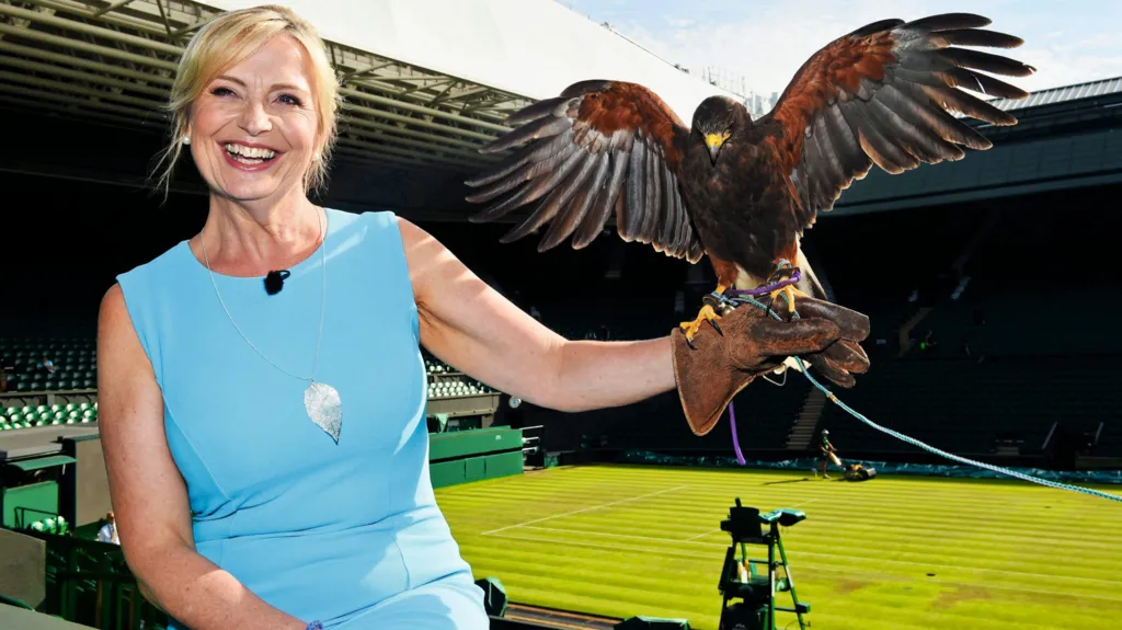 Carol Kirkwood And Hawk Rufus Today In Centre Court. 05-July-2017 