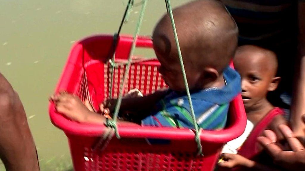 Child in a basket