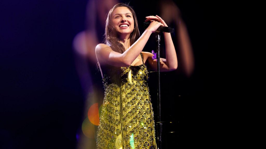Olivia Rodrigo on stage in New York in 2025