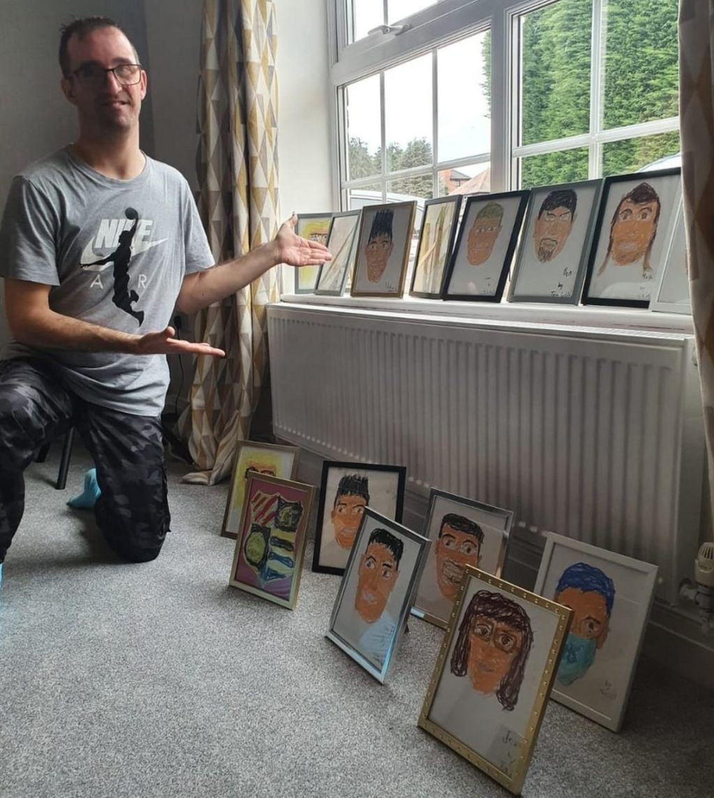 Tom is showing several of the portraits he's created over the last few weeks.