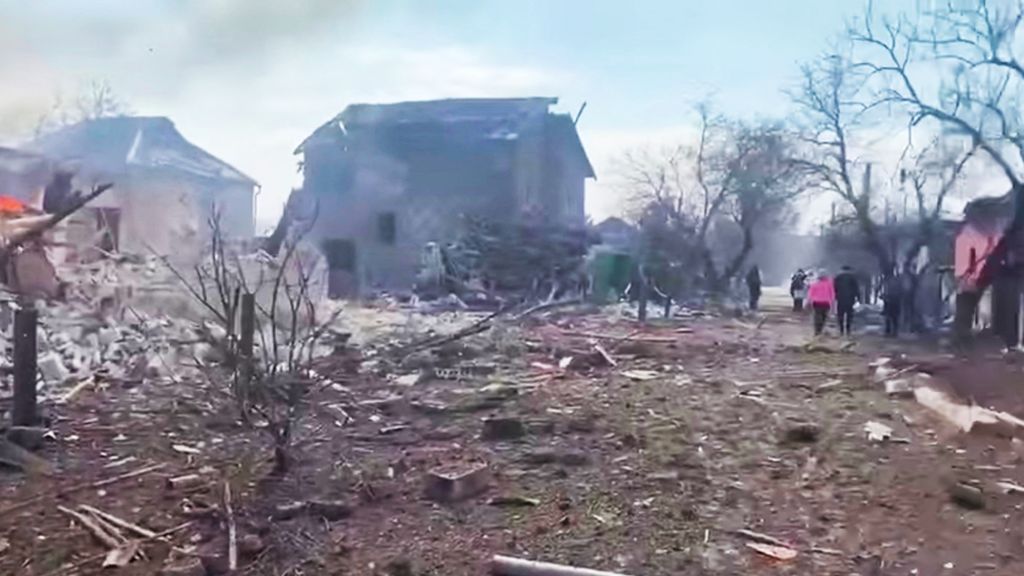 The aftermath of Russian artillery shelling on a residential area in Mariupol, 10 March