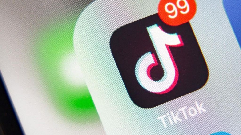 Close-up of symbol for TikTok app on a phone screen