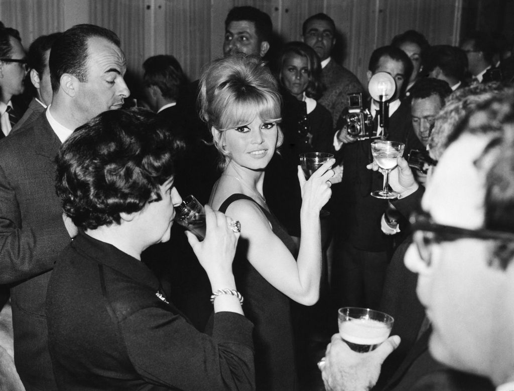 Brigitte Bardot during the press conference about the film The Contempt in Rome in 1963 