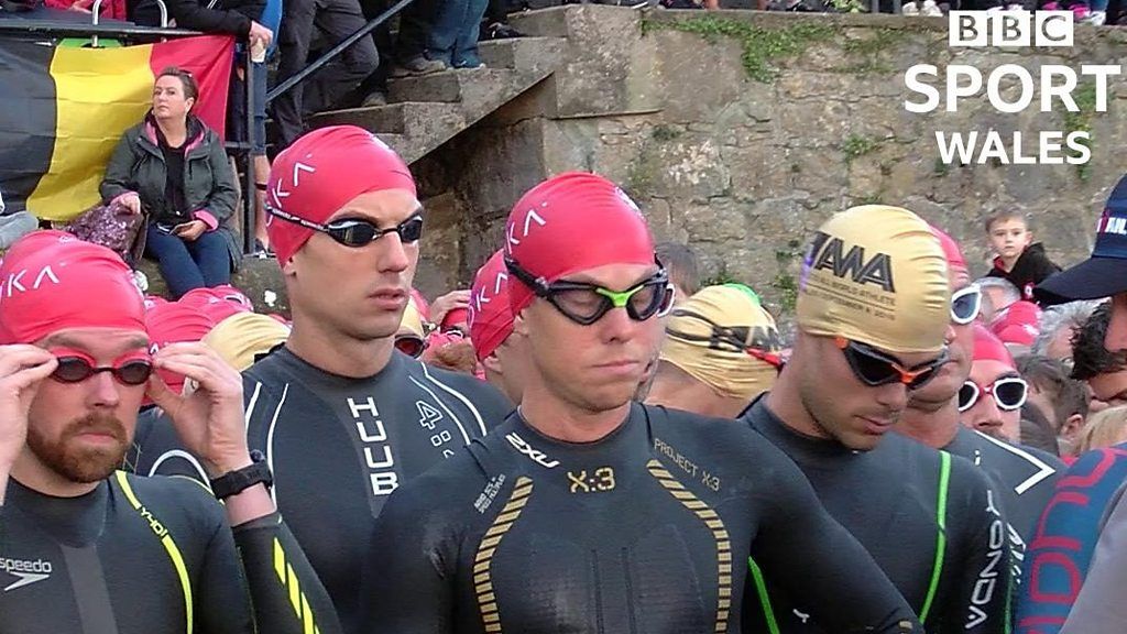 Ironman Wales contestants ready for the start in Tenby