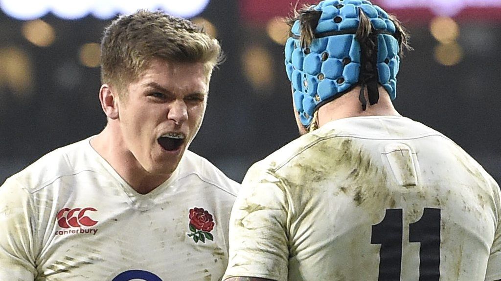 Owen Farrell and Jack Nowell celebrate England's victory