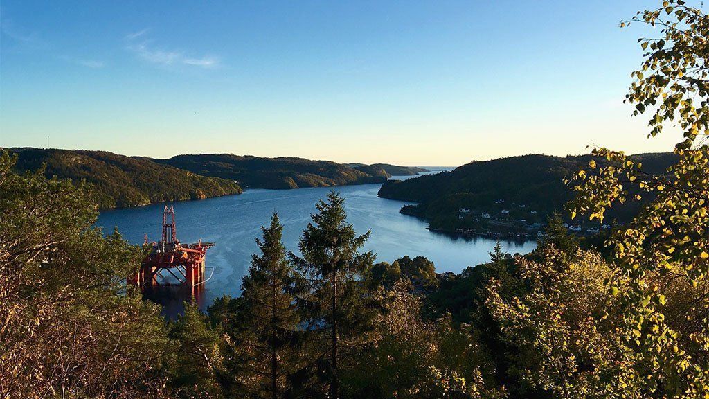 Oil rig in fjord