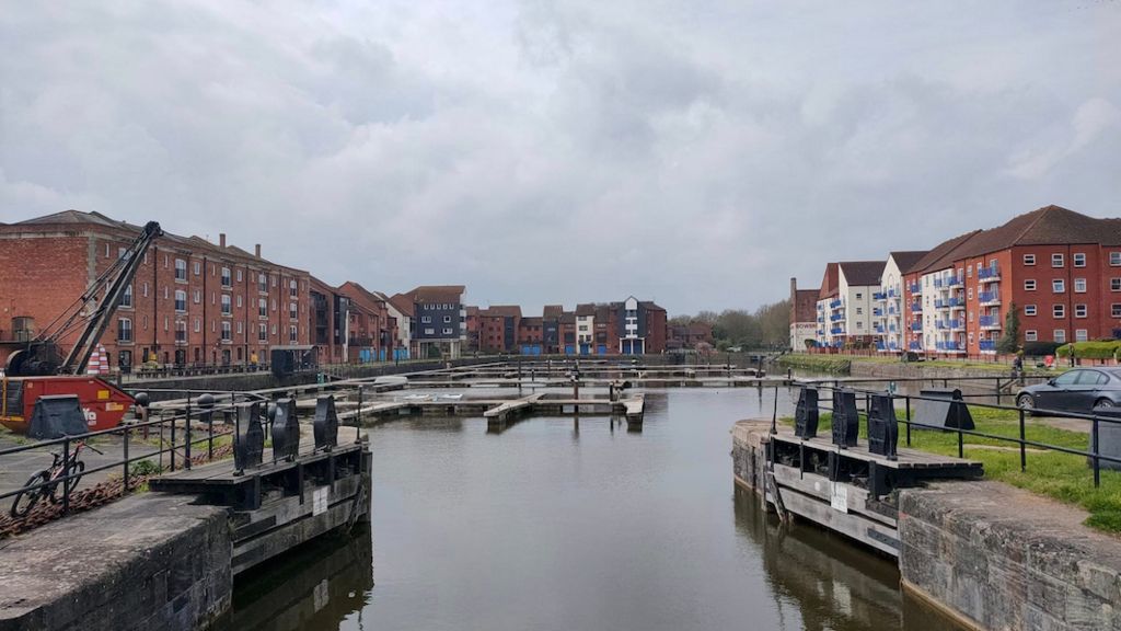 Bridgwater docks and surrounding homes