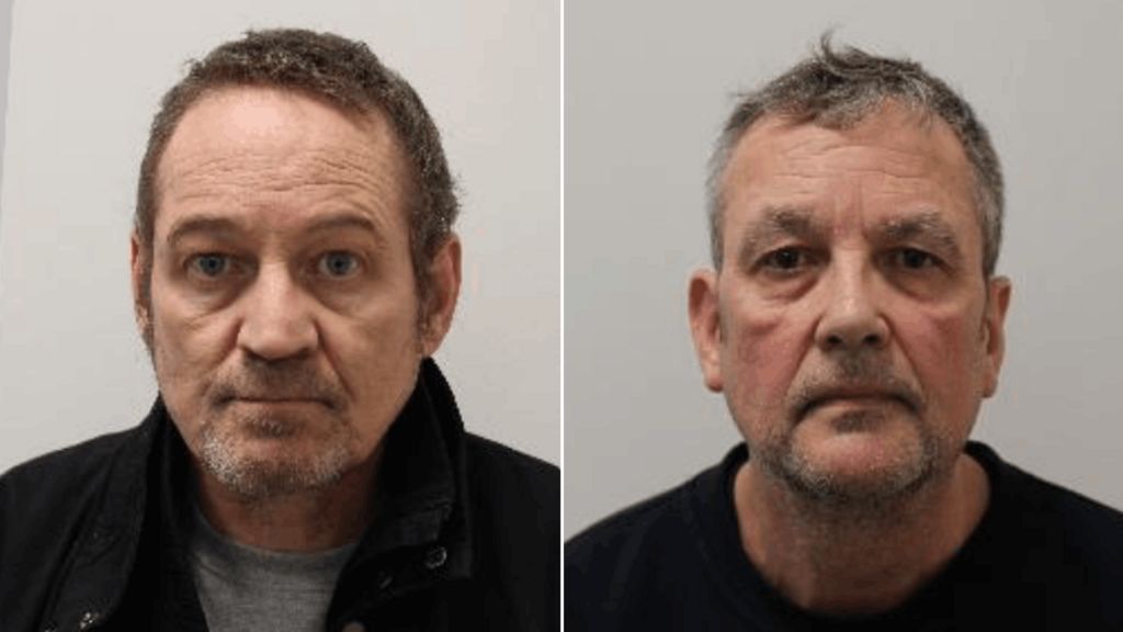 From left: Custody images of Michael Stewart and Anthony Stewart in black clothing.