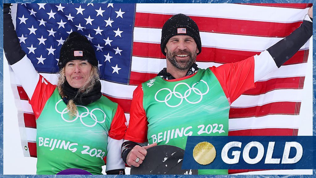 Winter Olympics: Lindsey Jacobellis & Nick Baumgartner win gold in thrilling mixed snowboard cross final