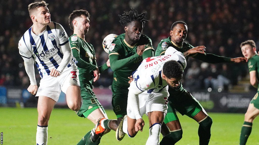 Action from Plymouth Argyle v West Brom