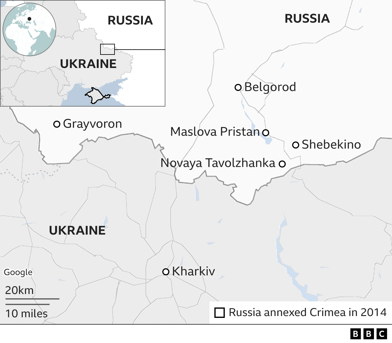 Mapa de zonas bombardeadas en Rusia