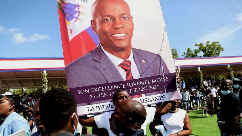 Mourners attend the funeral of slain Haitian President Jovenel Moïse on July 23, 2021, in Cap-Haitien, Haiti, the main city in his native northern region.