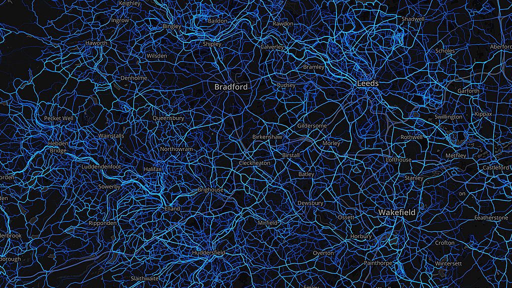 West Yorkshire - running routes (by Strava users 2015)