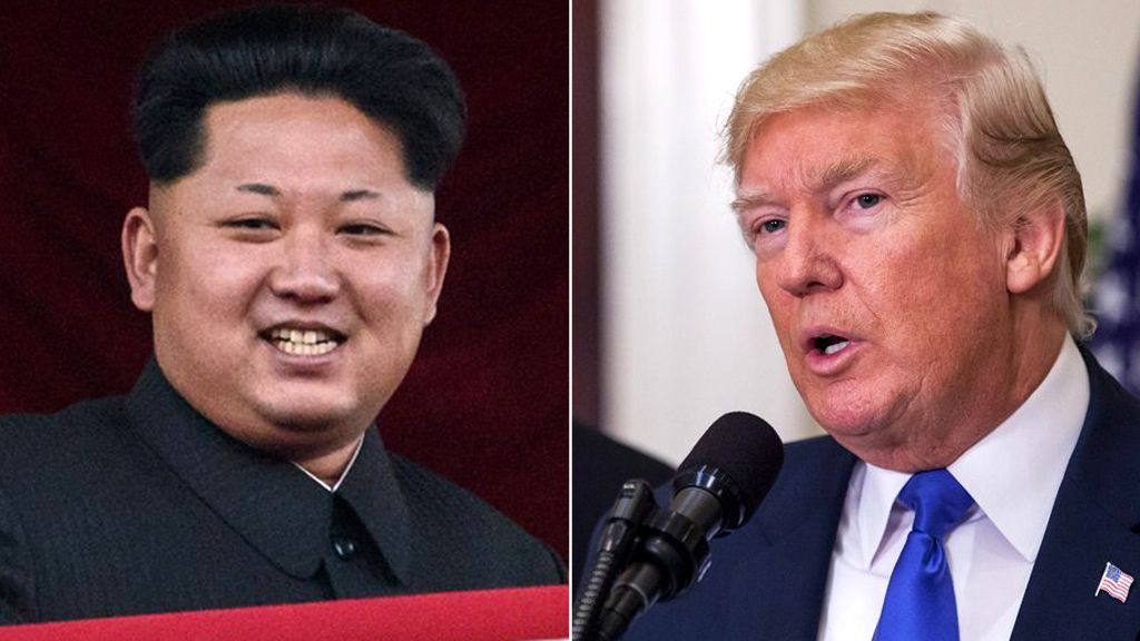Portraits of Kim Jong-un and Donald Trump