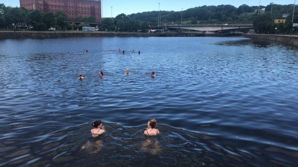 A swimming protest in Bristol's Cumberland Basin