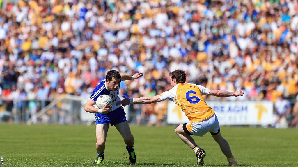 Action from the 2013 Ulster Football quarter-final between host county Antrim and Monaghan