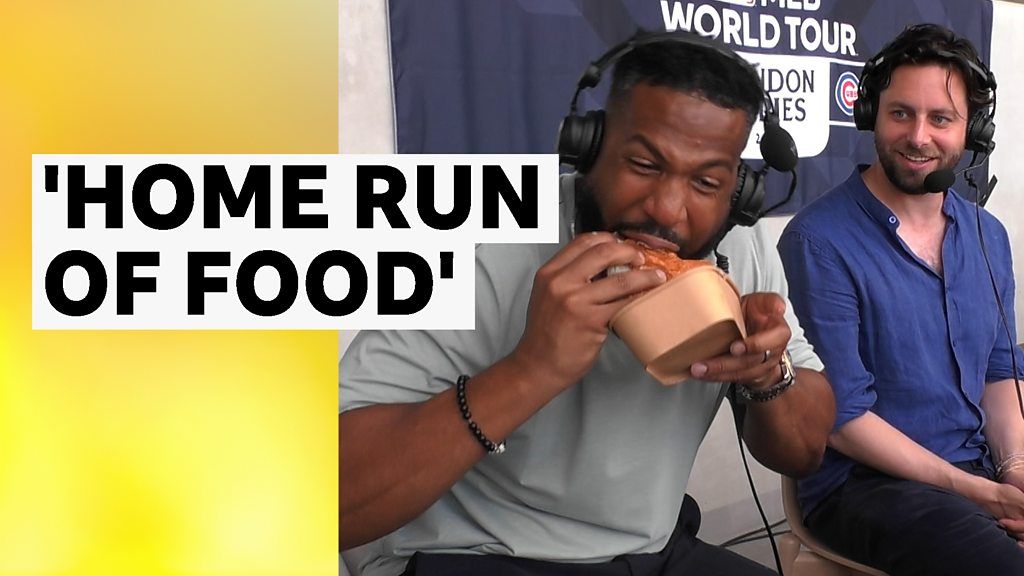 Doughnut burgers & giant nachos - commentators sample baseball snacks