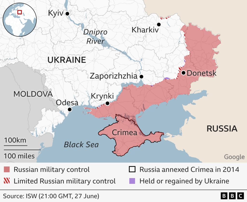 Map of Ukraine front lines