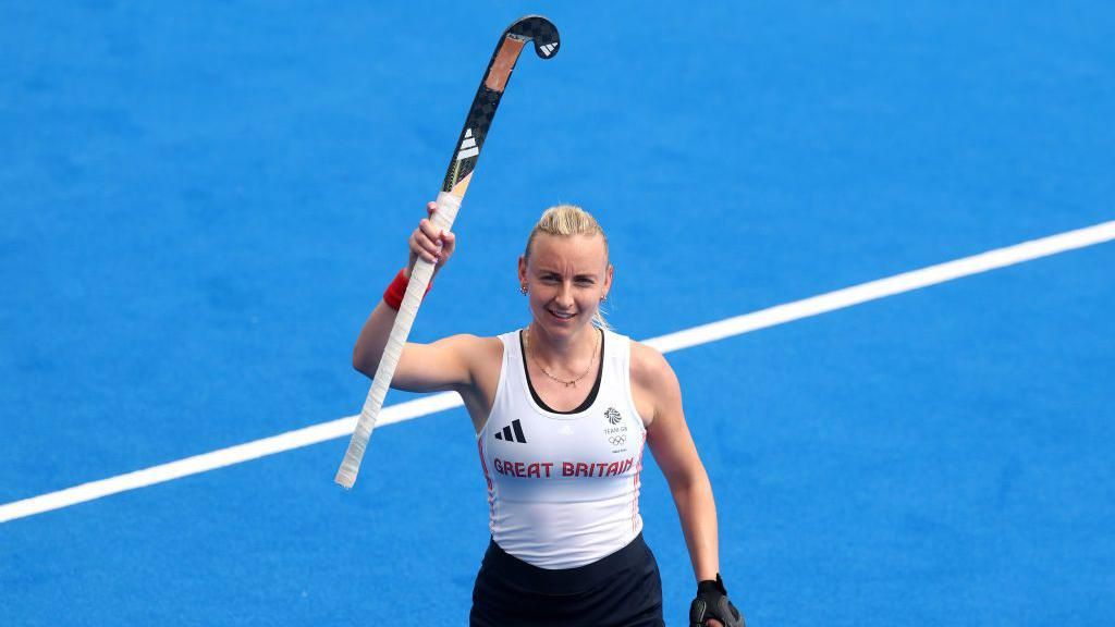 Hannah French celebrates victory in the Olympic pool stages