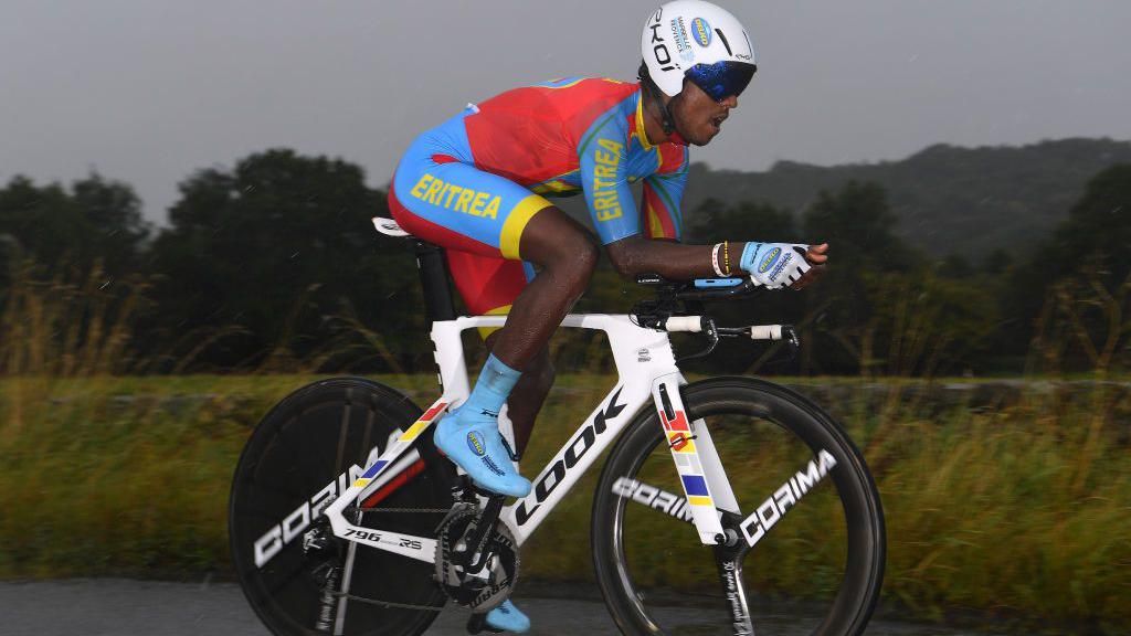 Biniam Girmay during the 2019 UCI Road World Championships.