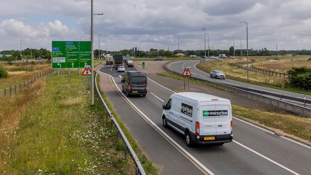 The A1 by the Black Cat roundabout on the Bedfordhire/Cambridgeshire boarder