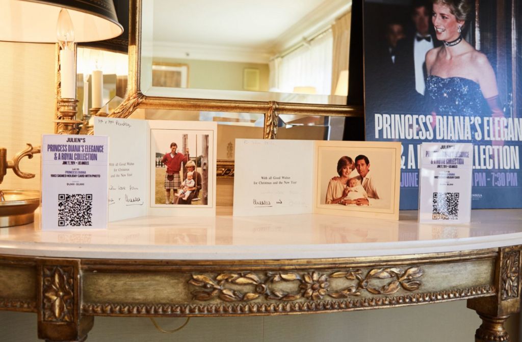 Handwritten cards featured in Princess Diana's Elegance & A Royal Collection at Julien's Auctions which was held at The Peninsula Beverly Hills in Los Angeles on 26 June