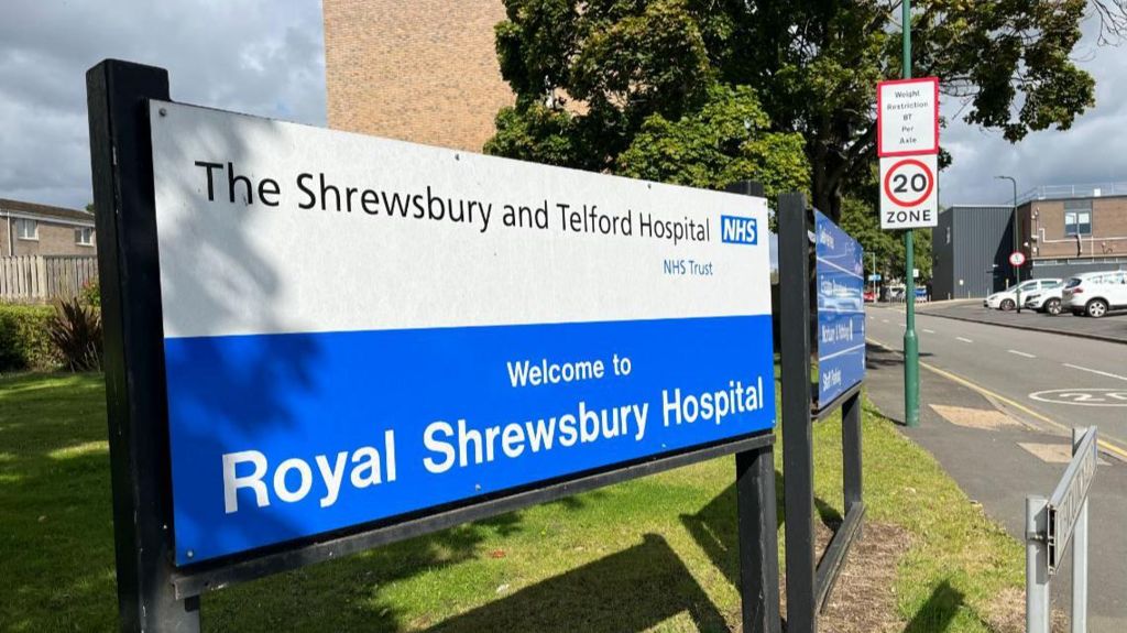 General view of The Royal Shrewsbury Hospital sign