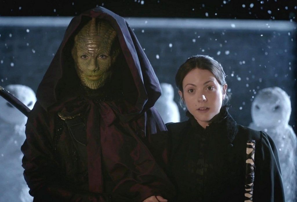 jenny and vastra outside in the snow in doctor who