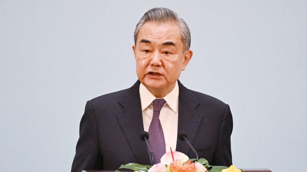 Chinese Foreign Minister Wang Yi speaks at a ceremony marking the 70th anniversary of the Five Principles of Peaceful Coexistence, at the Diaoyutai State Guesthouse in Beijing on June 28, 2024