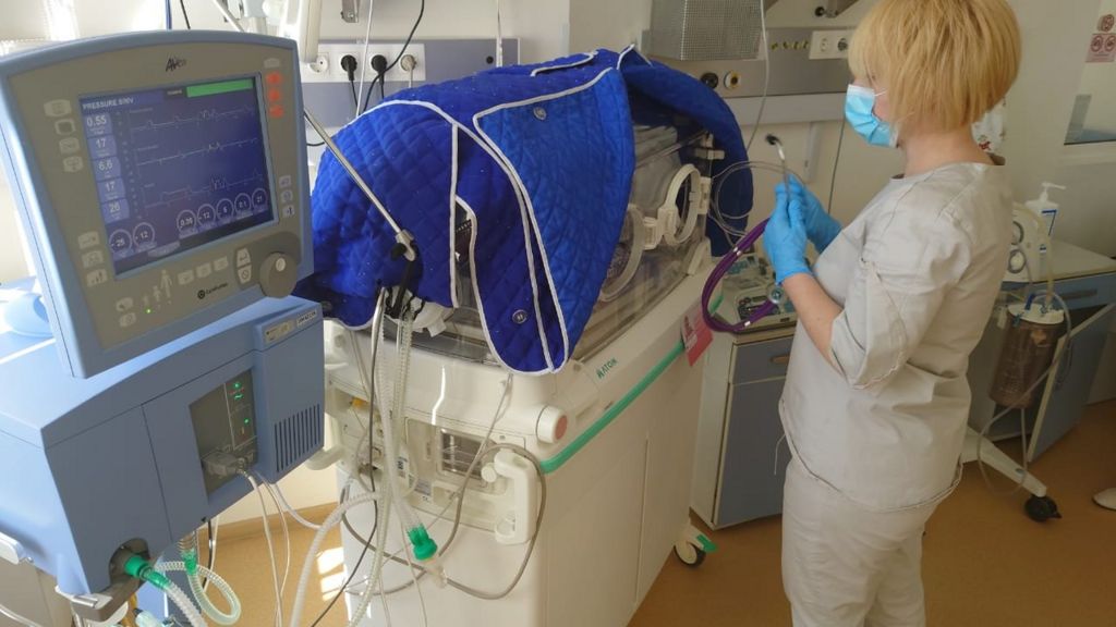 Baby in incubator in Ukraine