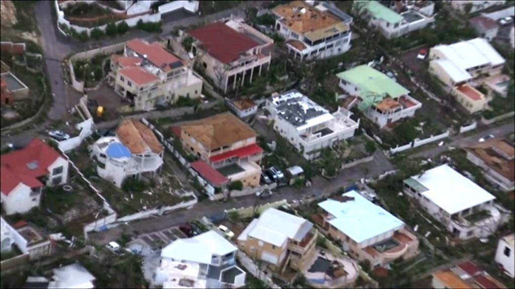 Damaged buildings in Sint-Maarten