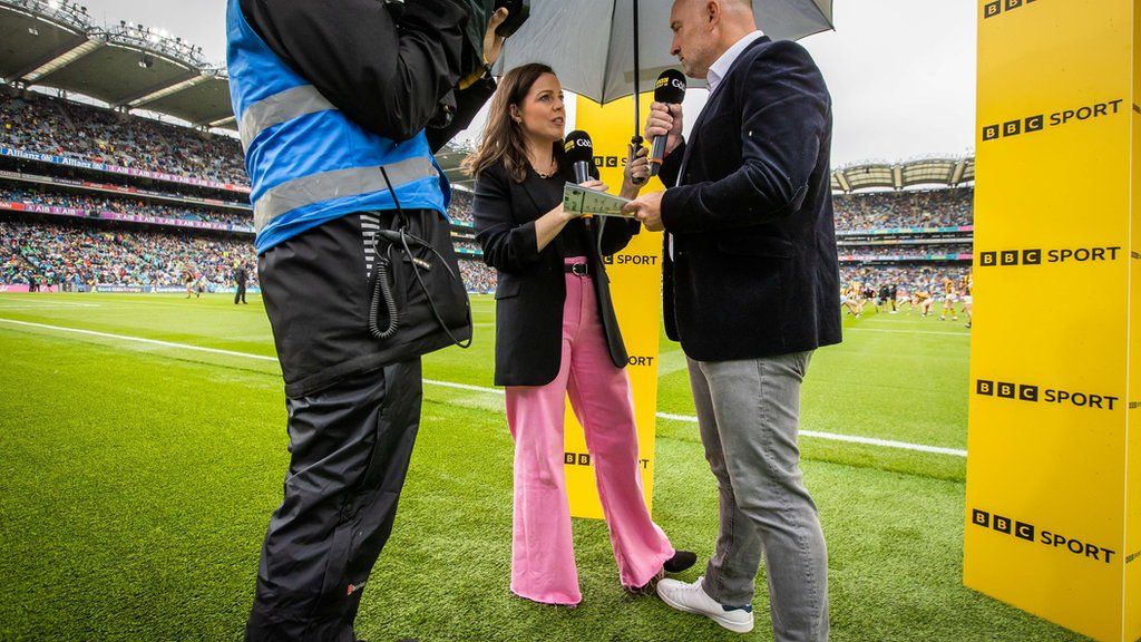 Sarah Mulkerrins presents the GAA All-Ireland Football final for BBC Sport