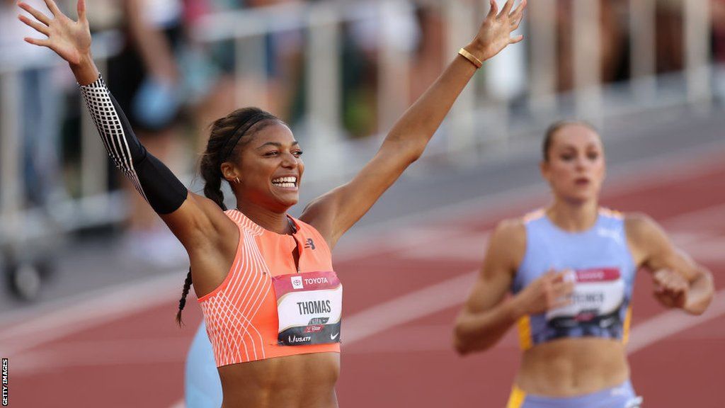 Gabby Thomas Runs Year S Best 200m To Pip Sha Carri Richardson At Us Championships Bbc Sport