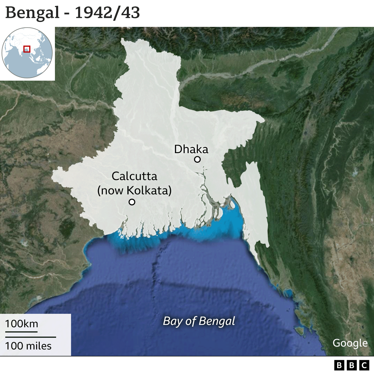 Map of Bengal as it was in 1943
