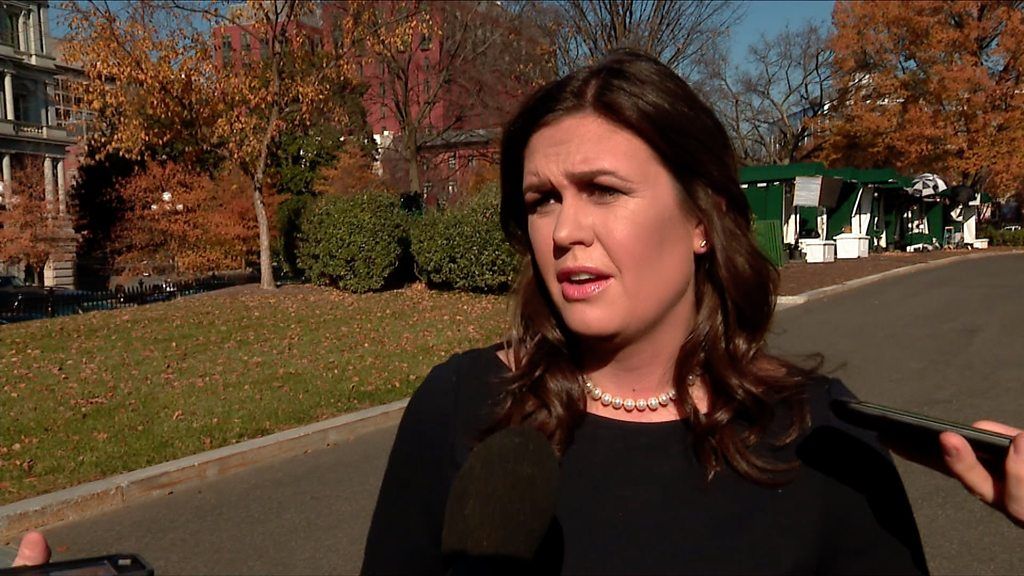 Sarah Huckabee Sanders speaks outside the White House