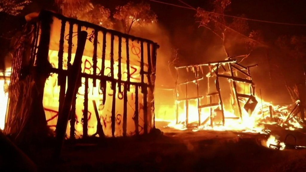 Moria camp on fire