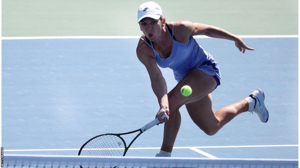 Simona Halep hits the ball