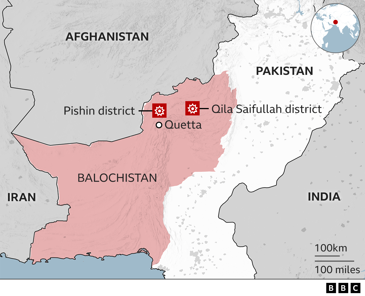 Balochistan blasts map