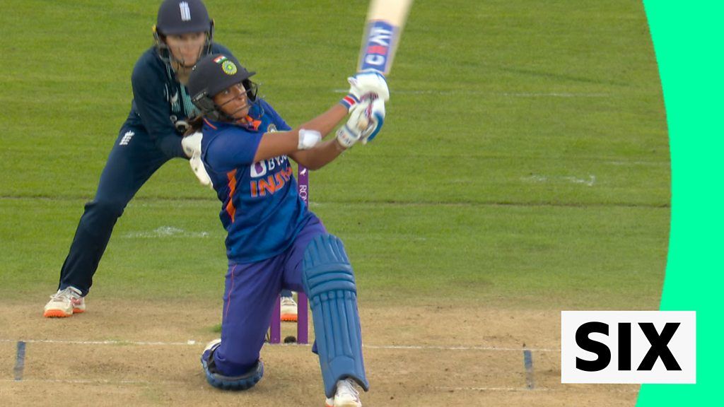 England v India: Harmanpreet Kaur hits six off Charlie Dean to reach ...