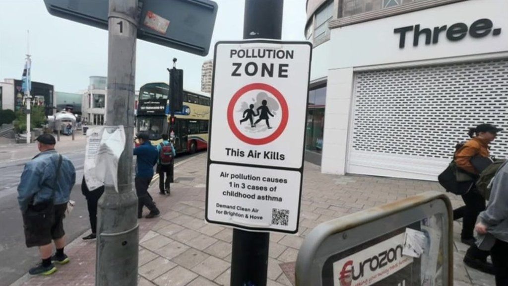 Pollution warning poster in Brighton