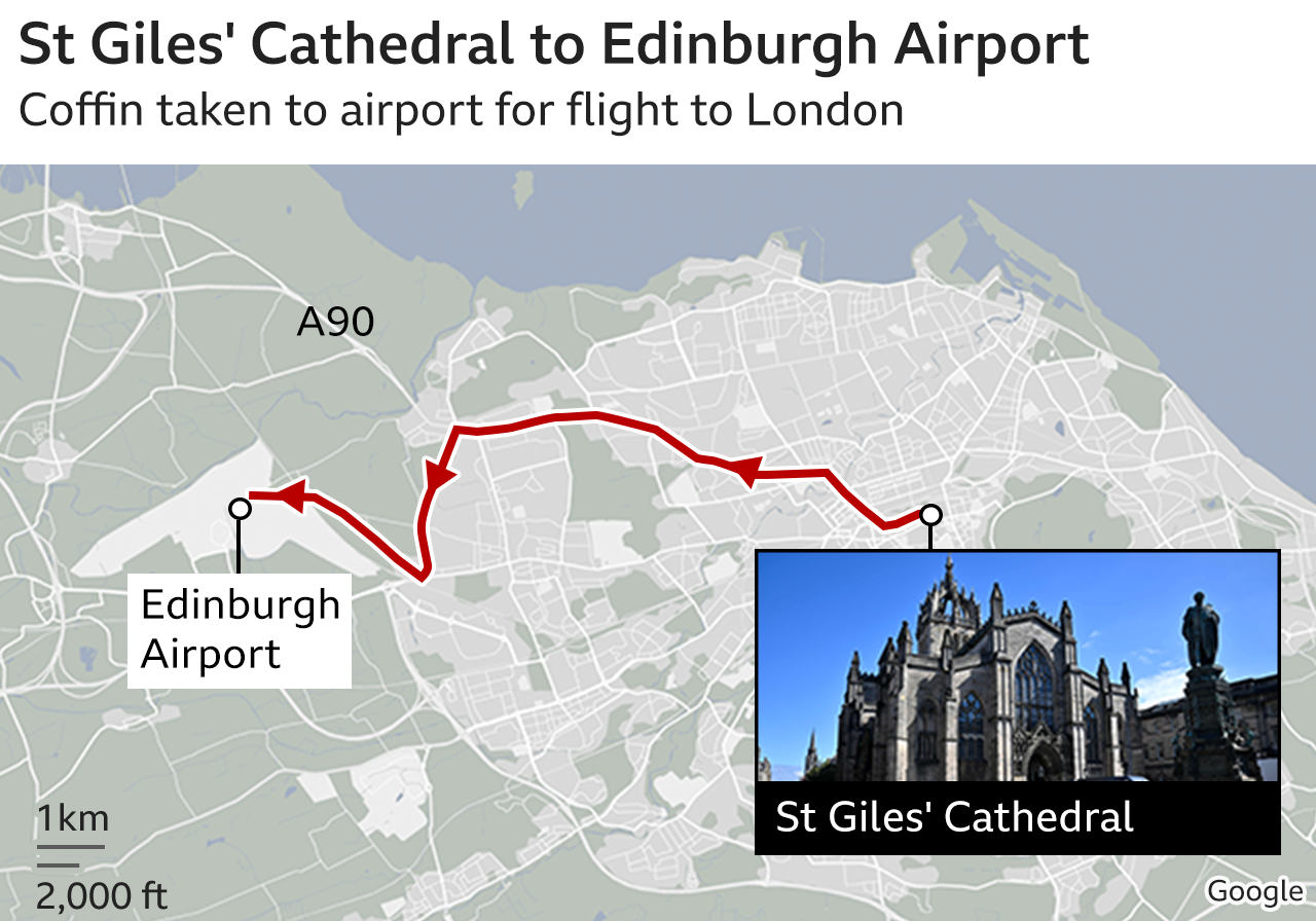 Route from St Giles' Cathedral to Edinburgh Airport