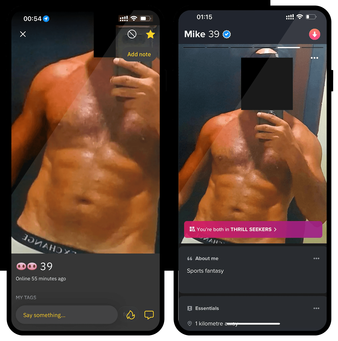 Grindr and Tinder profiles for 'Gio'