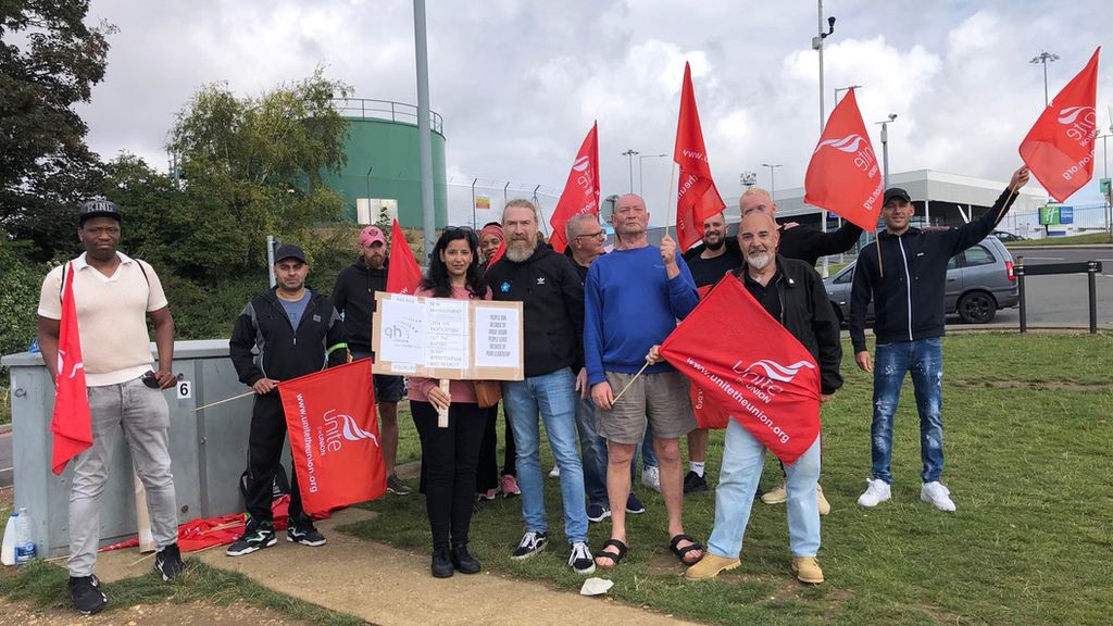 Workers striking over pay and working conditions at Luton airport