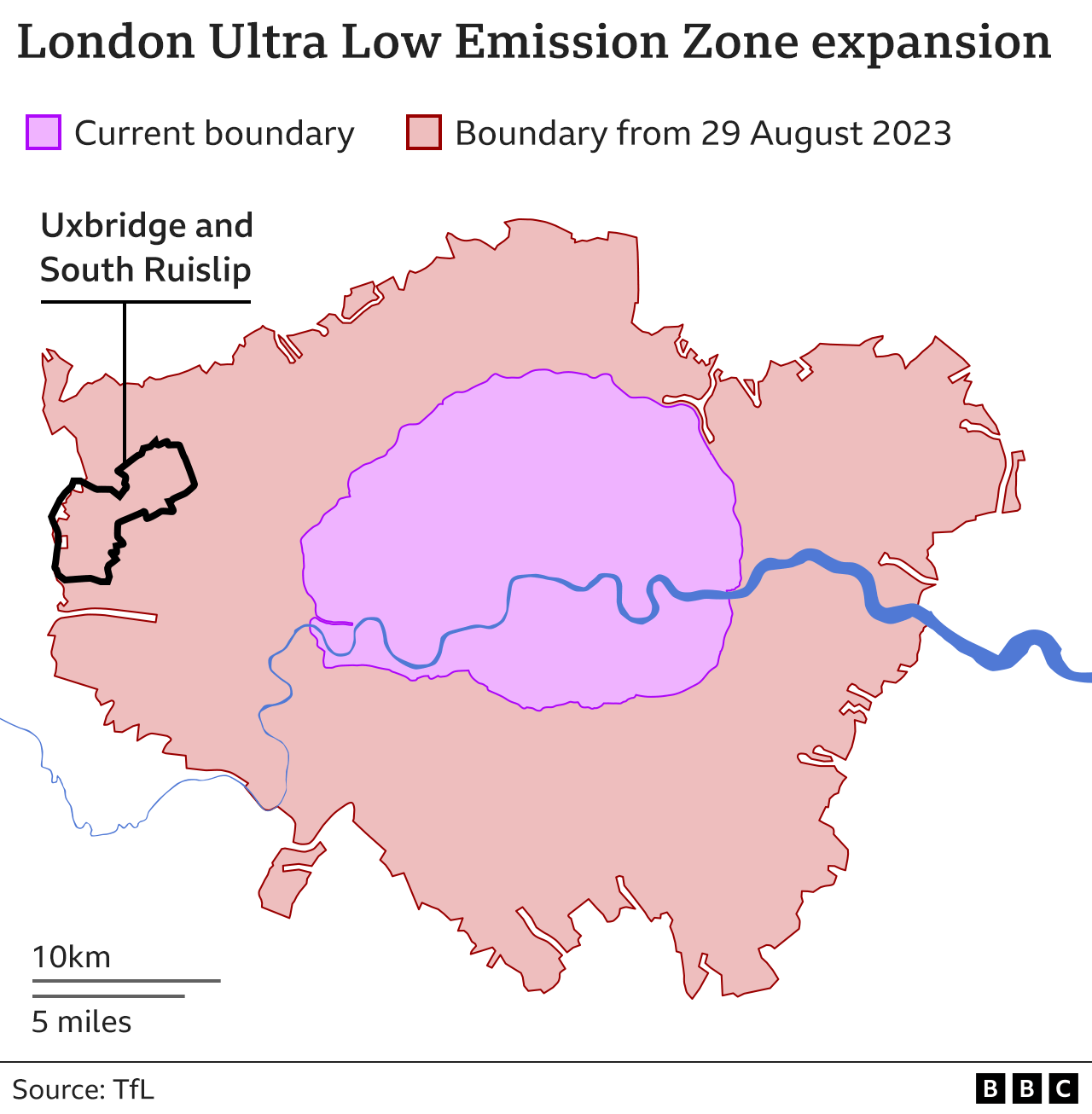 Map of current and proposed ULEZ zones