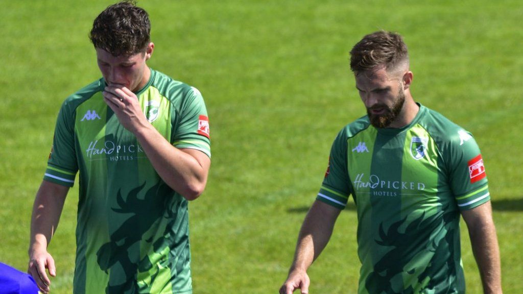 Dejected Guernsey FC players