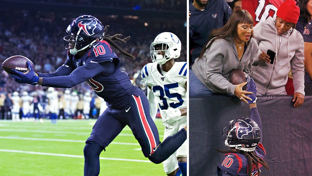Houston Texans' DeAndre Hopkins celebrates with his mum after catching ...