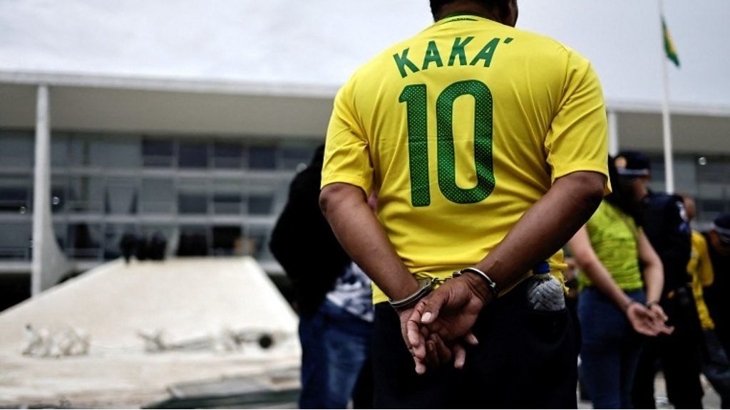Bolsonaro supporter in handcuffs in Brasilia