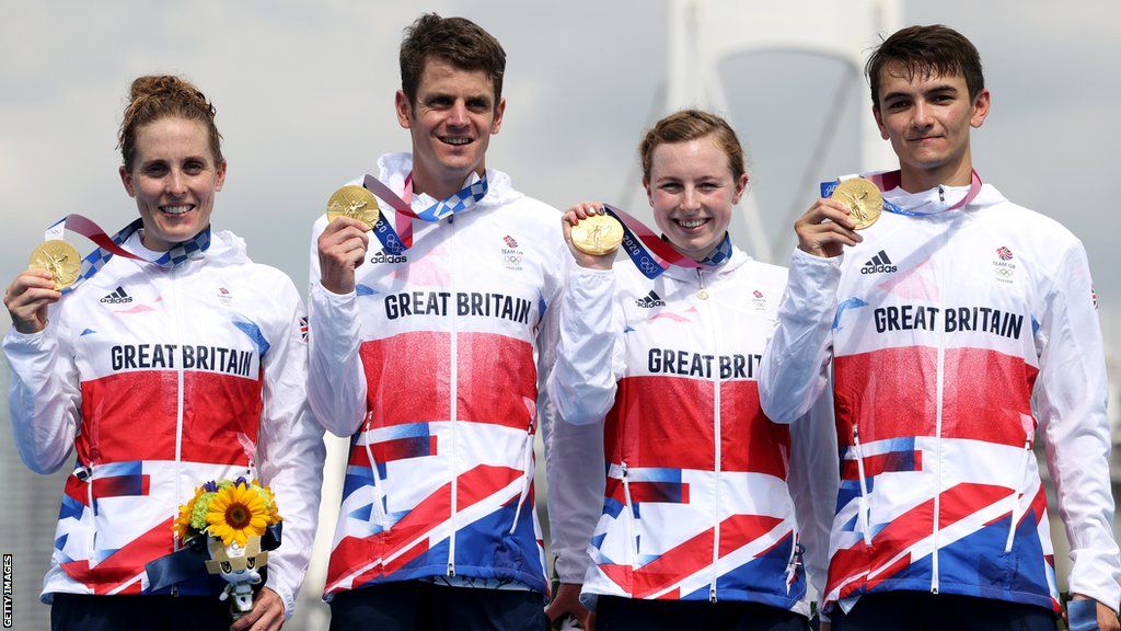 Jonny Brownlee won Olympic mixed relay gold alongside Jess Learmonth, Georgia Taylor-Brown and Alex Yee