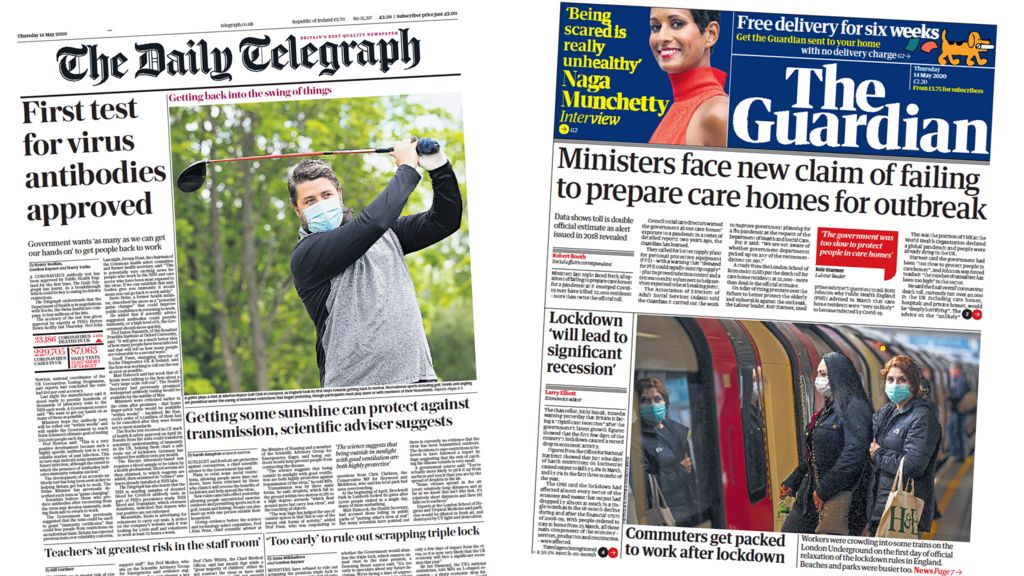 Newspaper Headlines Antibody Test Approved And Care Home Criticism